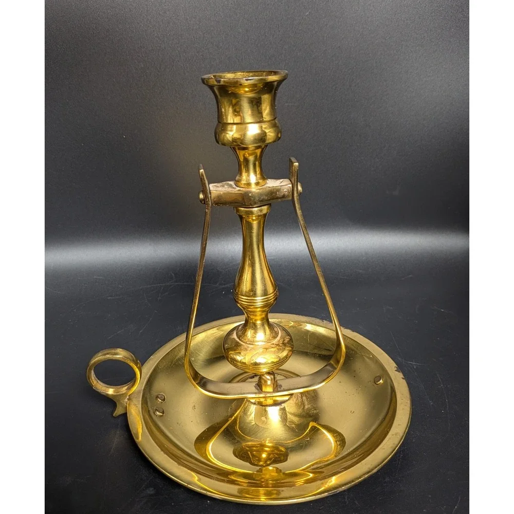 Solid Brass Gimbal Chamberstick Candle Holder Nautical Decor